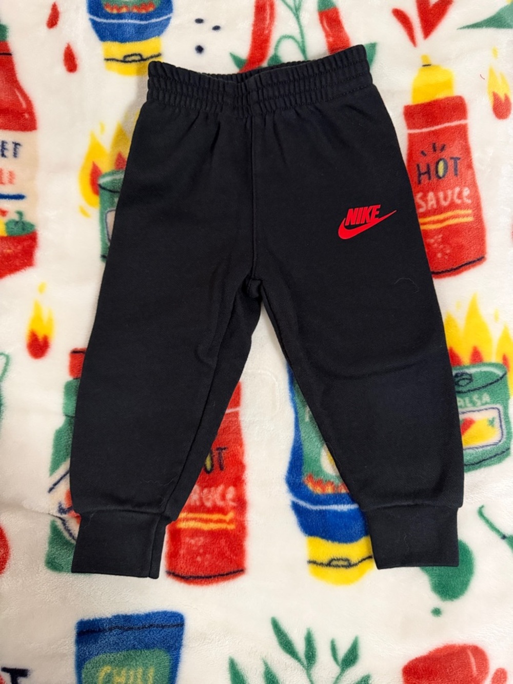 Nike Black Sweat Joggers with Red Swoosh 12mos